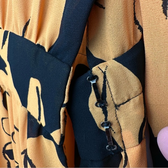 Vintage Albert Nipon Dress Executive Womens 10 Orange Black Secretary Bow 1980s - Picture 8 of 12